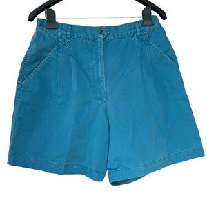 Vintage Woolrich Cotton Pleated Mom Shorts Cornflower Blue Size 14
